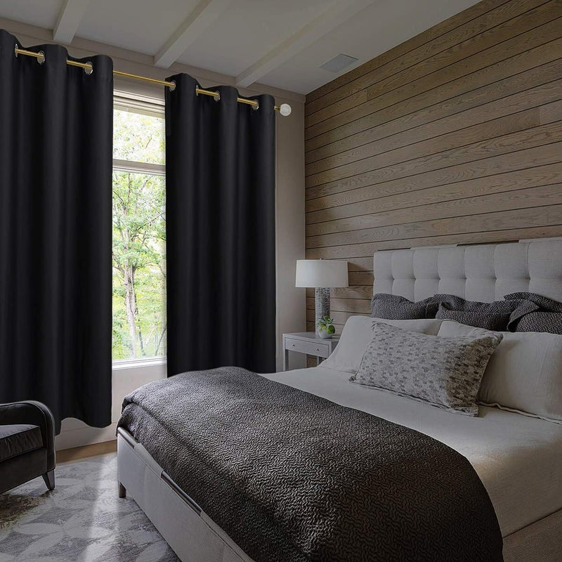 Diraysid Blackout Curtains for Bedroom Grommet Thermal Insulated Room Darkening Curtains (42 x 84 Inch, 2 Panels, Black) - Image 2